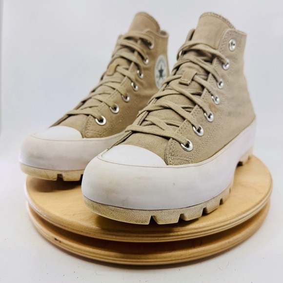 Converse Chuck Taylor All Star Lugged Women's 7 Beige Platform Shoes Hi High Top - Picture 3 of 7